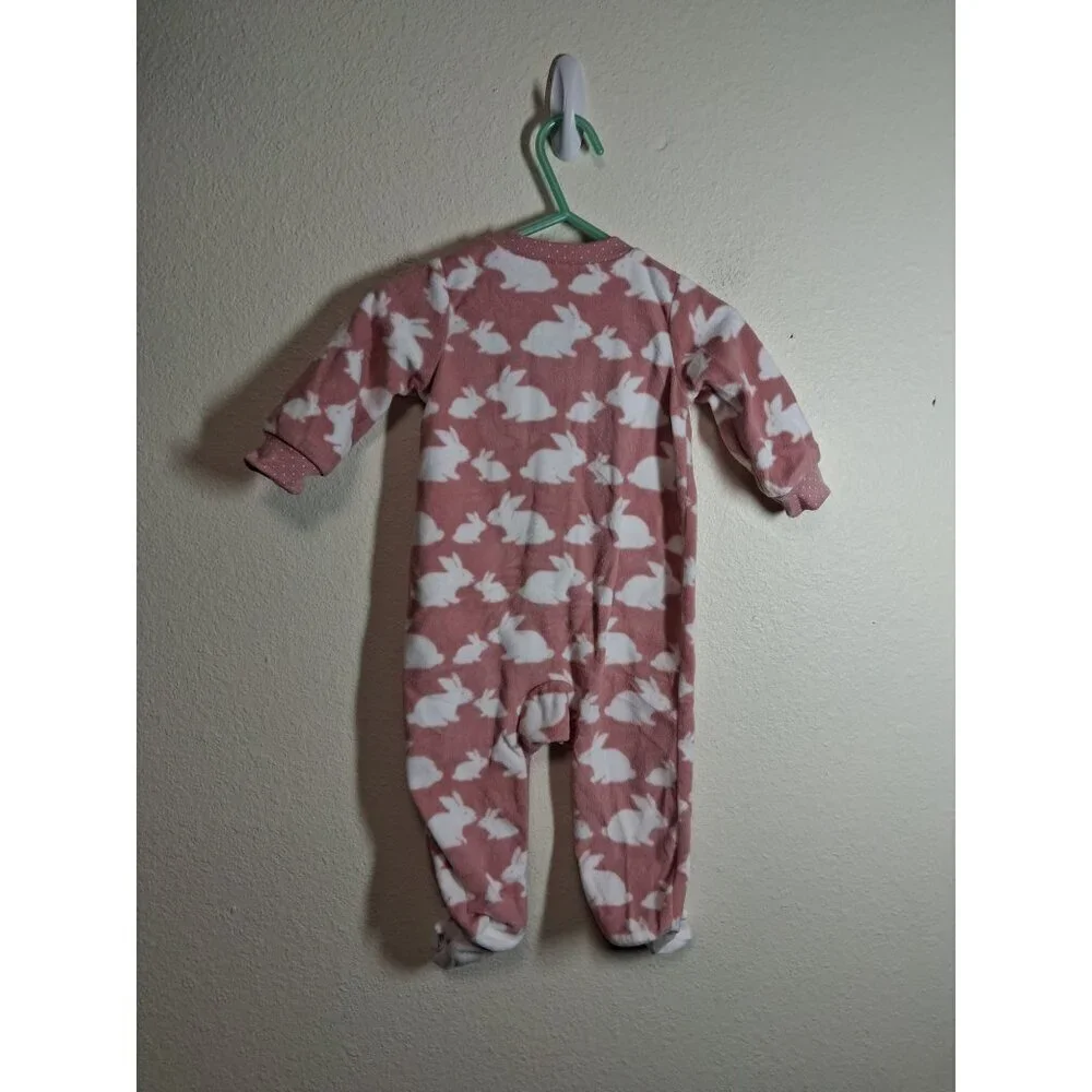 Carters Fleece Pajamas Bunnies Baby Infant Girls 6 Months Pink